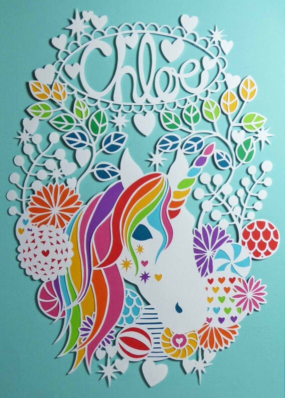 Download Handwritten Personalised Rainbow Unicorn Floral Wreath ...