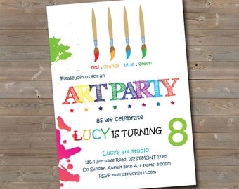 Kids Art party Invitation, Kids Birthday invitation, Kids Party Invitation, Drawing invitation,