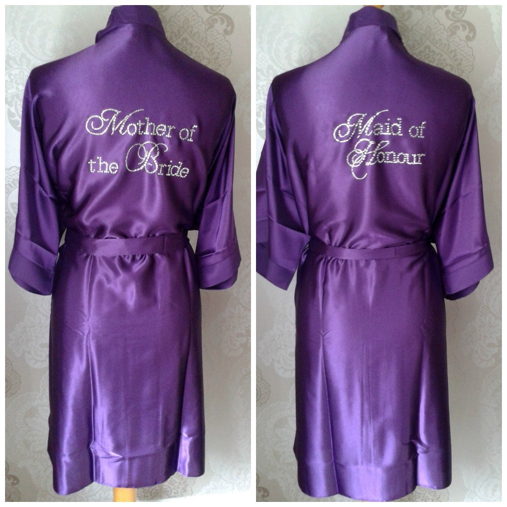 Purple Bridesmaid Robe Satin Brides Robe Personalised Robe