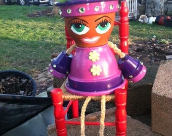 Purple Pot Girl/Pot Person/Custom Pot People/Mother's Day Gift/Terra ...