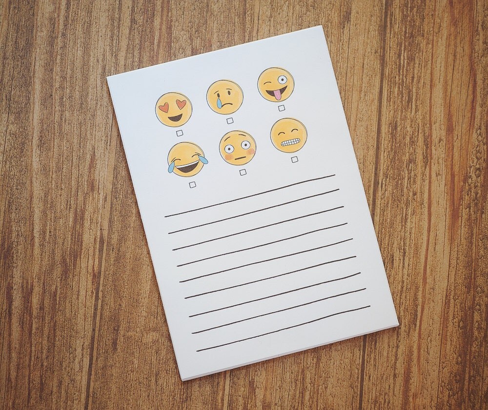 Emoji Notepad 5x7 Emoji Notepad Hand Painted Watercolor