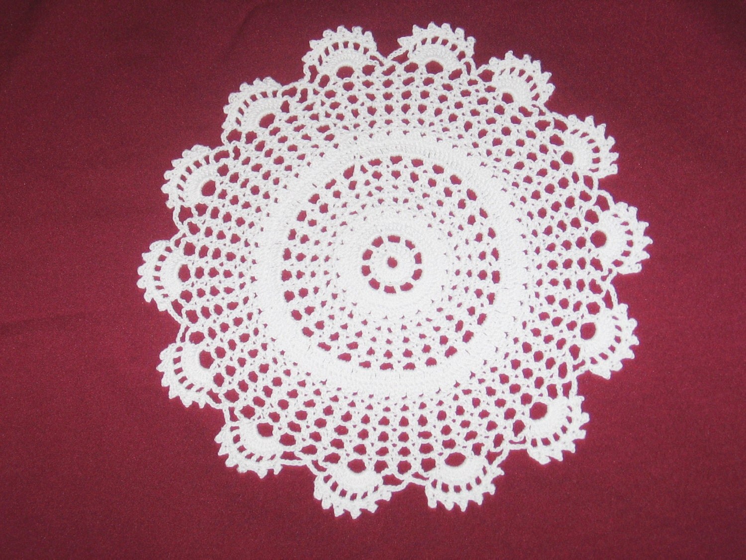 OldFashioned Scalloped Edge Hand Crocheted Doily White Doily