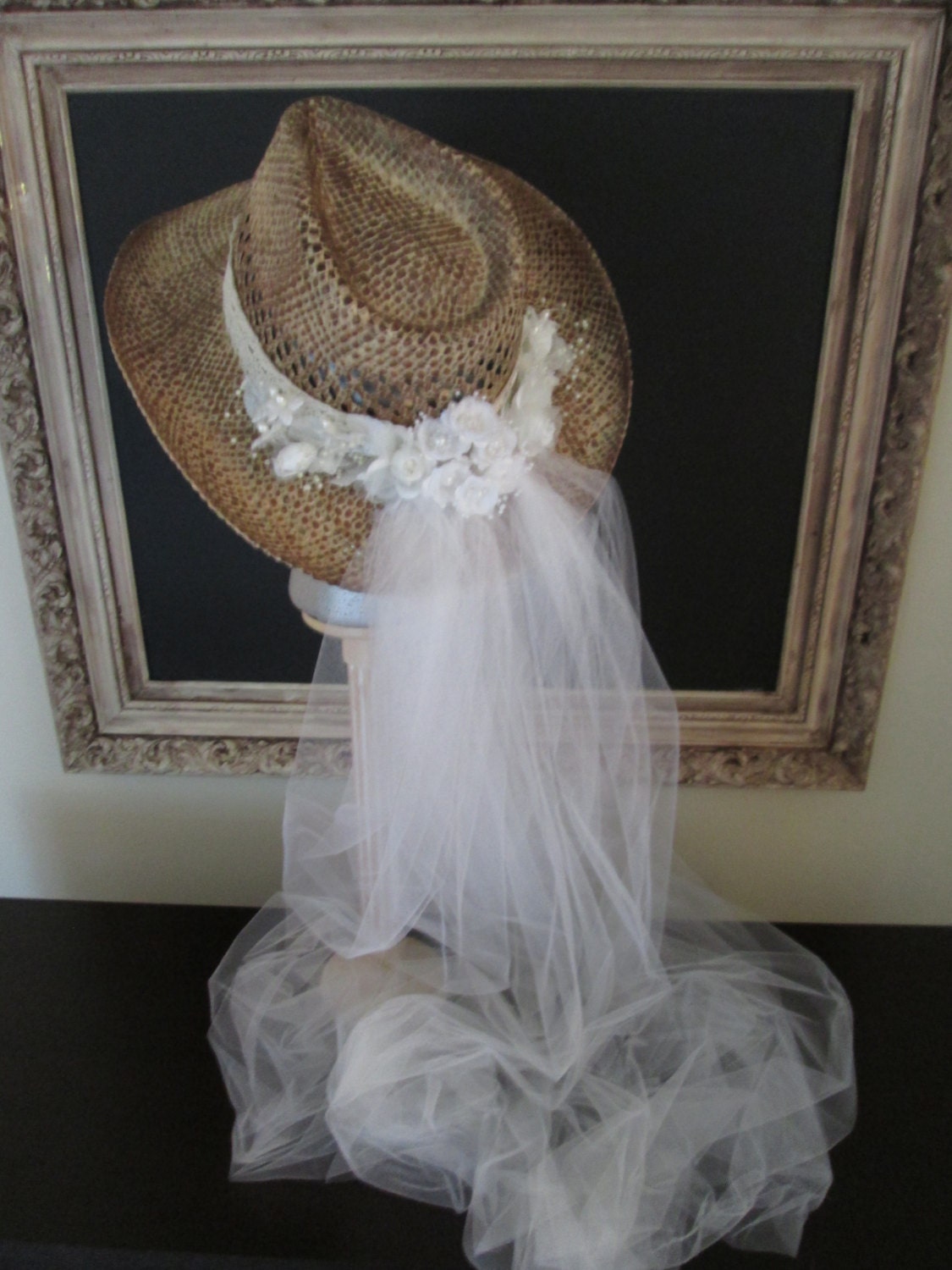 Wedding Veil Bridal Hat Beach Wedding hat and veil-western