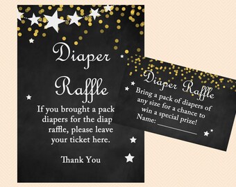 diaper raffle ticket, diaper raffle cards, diaper raffle sign, diaper raffle printables, Chalkboard, Twinkle Twinkle little star TLC46