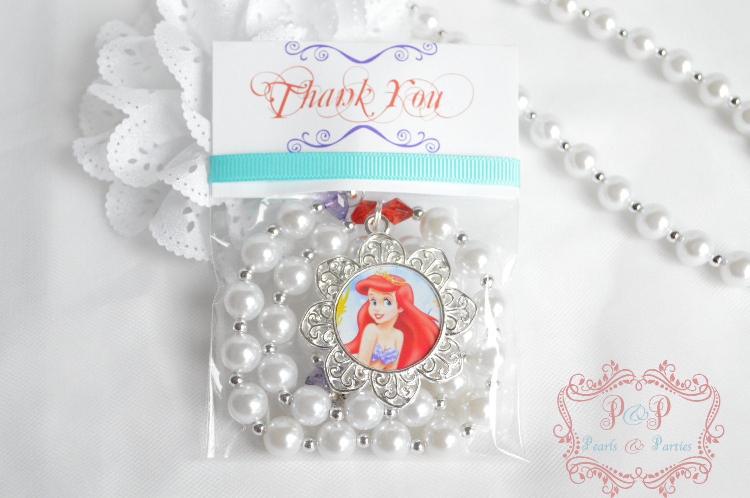 Little Mermaid party favor necklace first by PearlsandParties