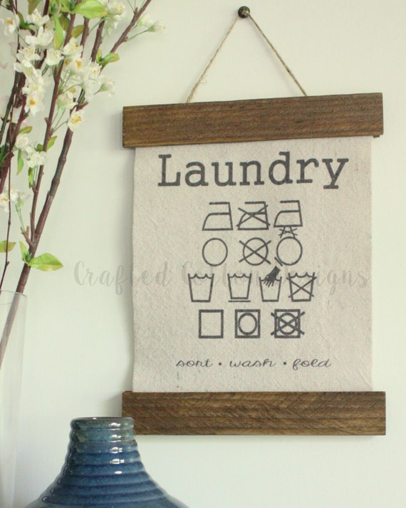 Printed fabric wall hanging Laundry room by CraftedCottonDesigns