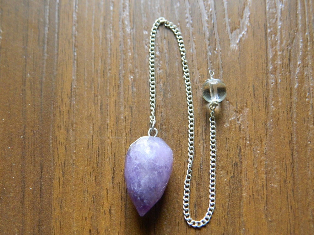 Pendulum Necklace, Dowsing Pendulum, Chakra Pendulum, Amethyst Drop