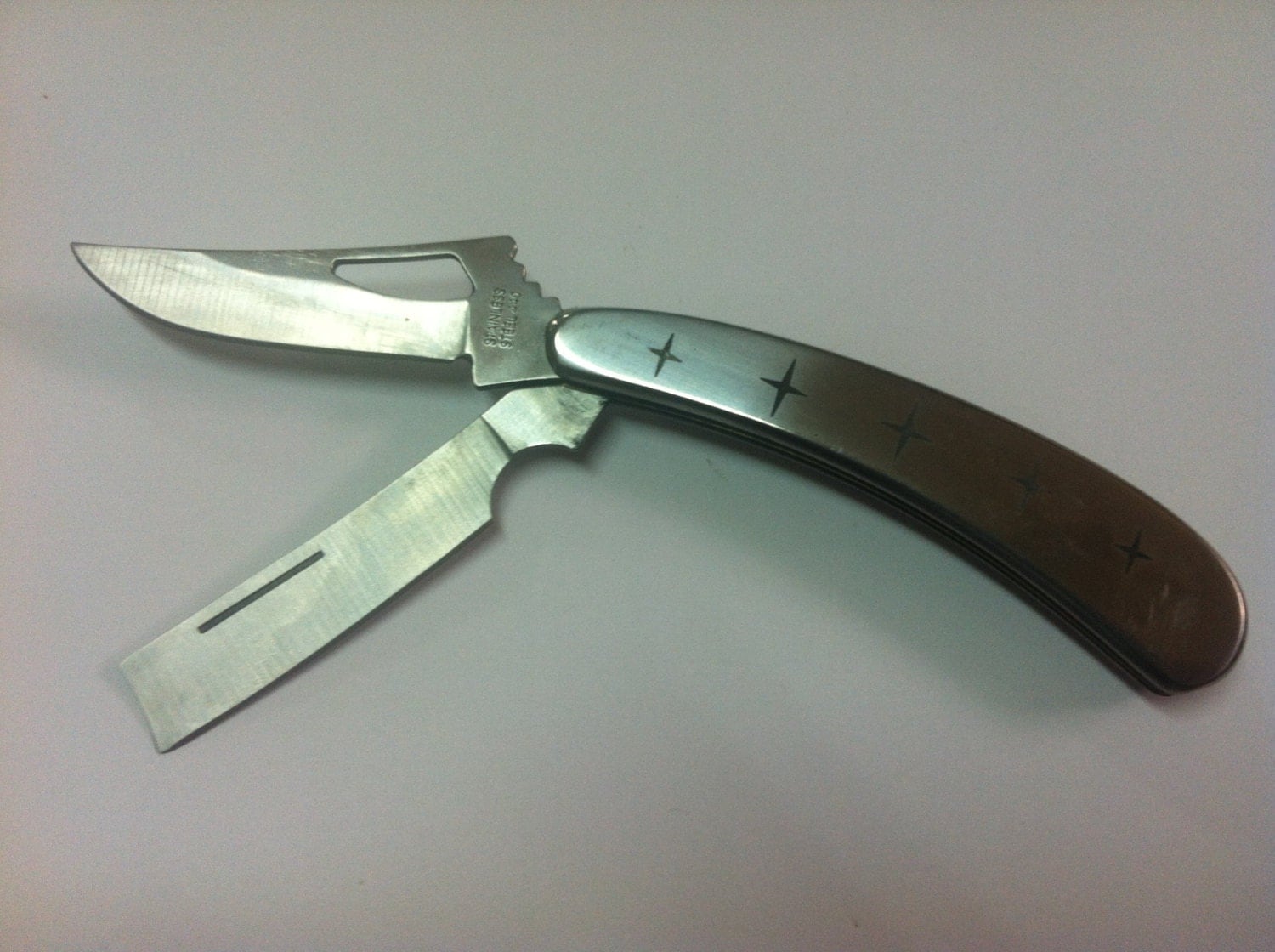 Pocket knife with two blades.Pocket Knife /Metal Handle Knife / Hand