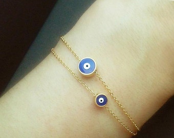 Blue Evil Eye Bracelet, Turkey Nazar Bracelet, Blue Evil Eye Jewelry, Dainty Layering Amulet Jewelry, Talisman Bracelet / B409