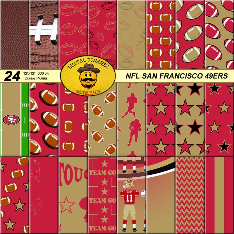 cut san art francisco paper Perfect Scrapbooking San NFL 24 Digital Papers, For Francisco 49ers