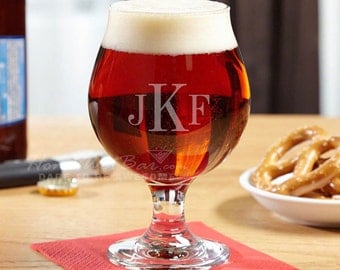 Monogrammed Snifter Beer Glass with Up to 3 Initials - Great for Dad Brother & Boyfriend Beer Lovers - Engraved Just for You
