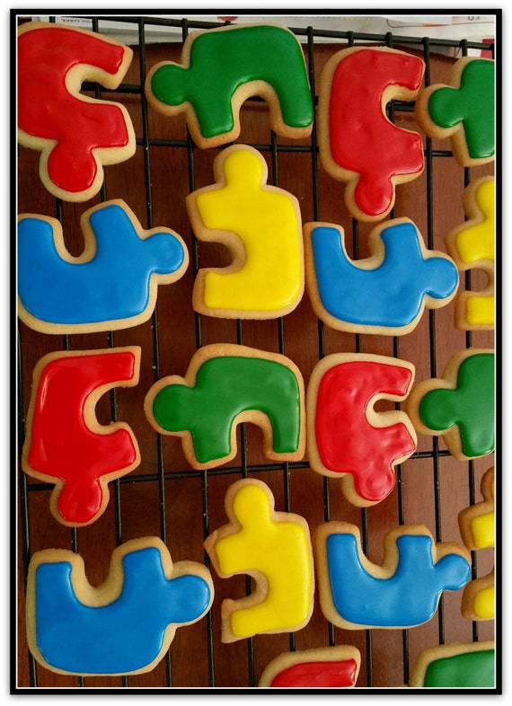 Puzzle Piece's Cut Out Sugar Cookies 2 Dozen