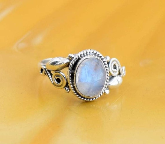 Moonstone ring Stone ring Silver ring Rainbow by silvershop925