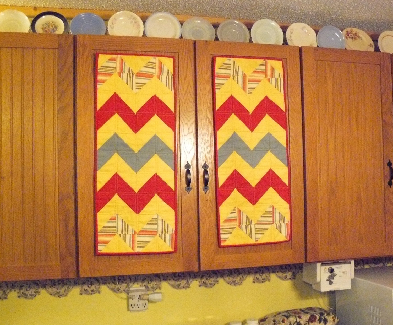 Pair of QUILTED Door Covers Red by RoyandCherylsPlace