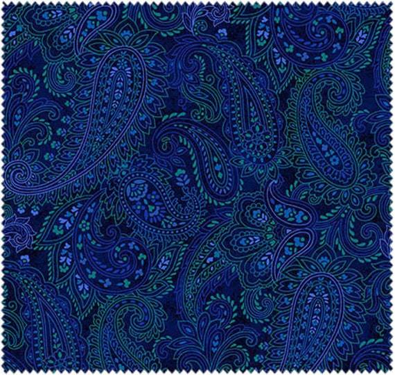 Something Blue Paisley Dark Blue 100% QSQ Cotton by Henry