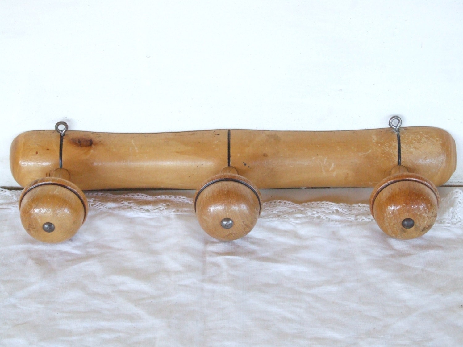 Vintage Wooden Coat Or Hat Rack 3 spaces. Haute Juice