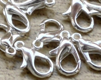 100 x fermoirs forme mousqueton couleur argent dimensions : 12 x 6 mm