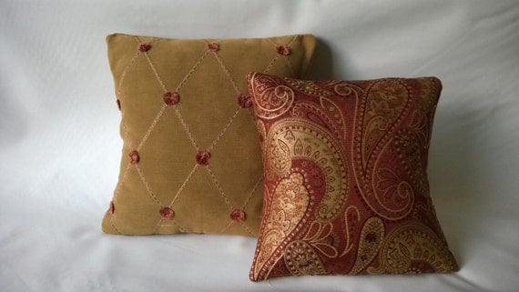 Orange tan gold decorative pillow covers accent by Pillowspretty