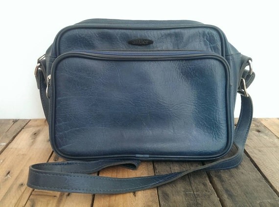 Vintage Blue Antler Shoulder bag /Flight Bag by PsychoSonicVintage