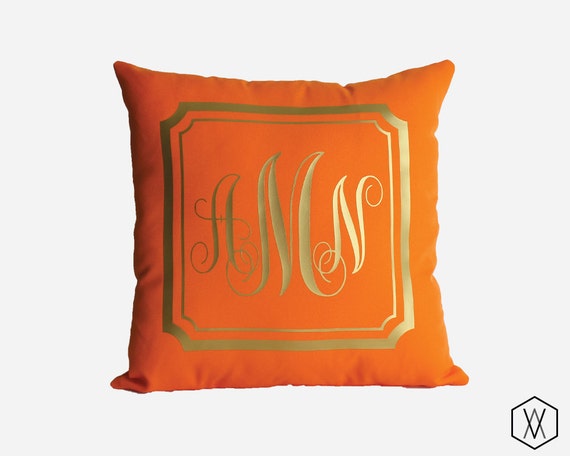 Gold Monogram Throw Pillow Cover Gold Silver and More