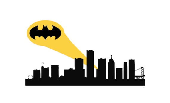 Items similar to Custom City Skyline with Batman spotlight on Etsy