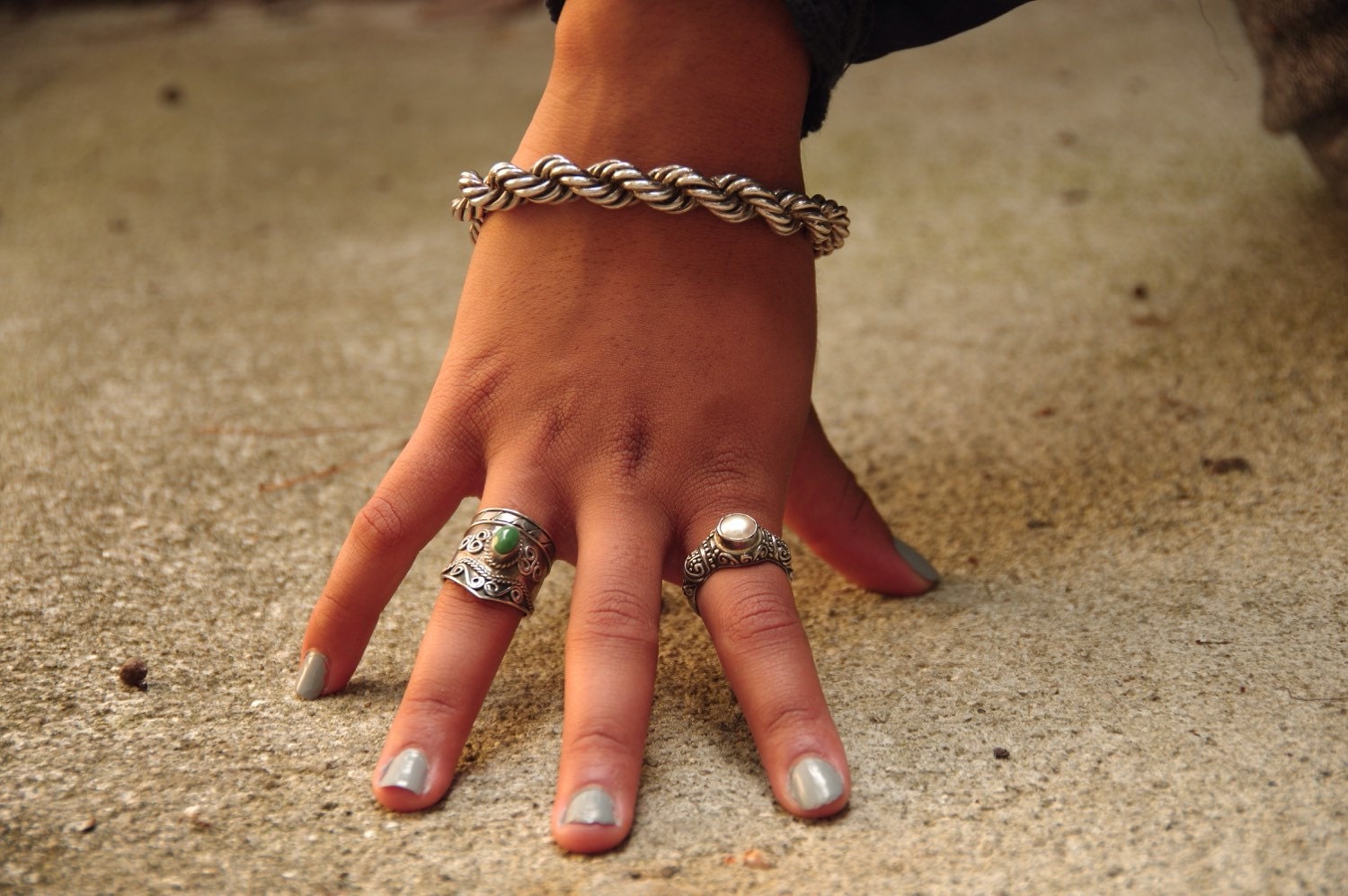 SALE Heavy Sterling Silver Rope Bracelet 8" chunky Rope Bracelet Vintage Toggle Lock Rope