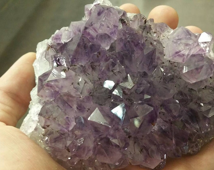 Amethyst Cluster with Hematite inclusions- Cute Palm Size- From BrazilHealing Crystals \ Reiki \ Healing Stone \ Healing Stones \ Chakra