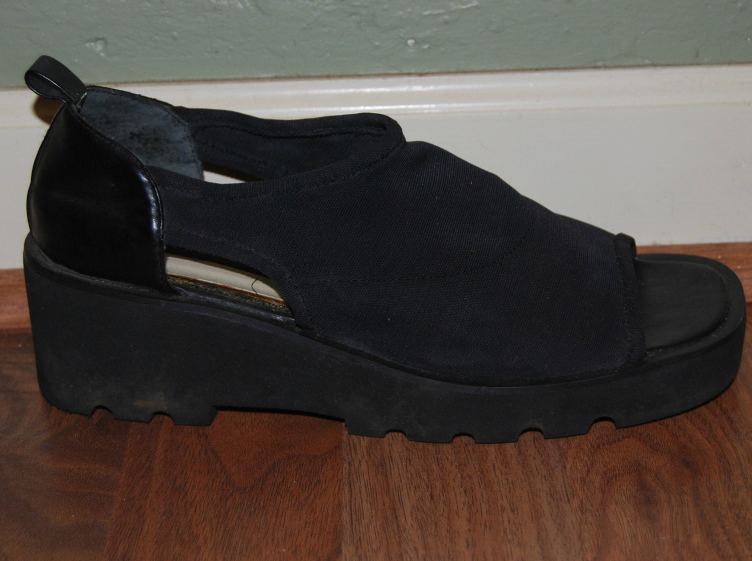 Vintage 90s Grunge Open Toe Platform Sandal, Hillard and Hanson, Club