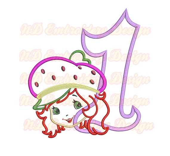 Items similar to Strawberry Shortcake 1st Birthday Embroidery Applique ...