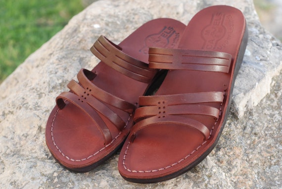 women Jesus leather sandals handmade brown black by jesussandals