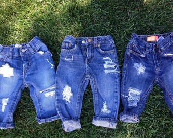 Distressed jeans for babies and toddlers