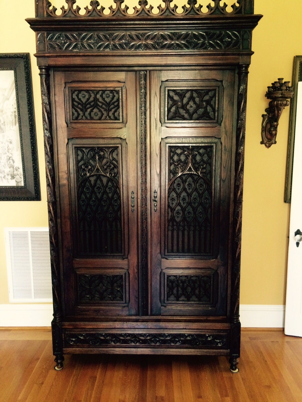 Circa 1880 French Gothic Revival Wardrobe, [now a TV Cabinet] Museum ...