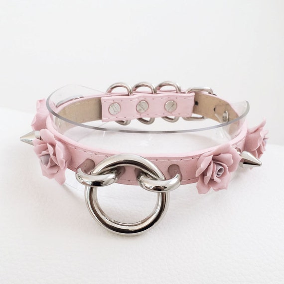 Pastel Pink Transparent Spike Choker Pastel Goth Kitten Play