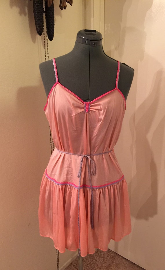 Cute Vintage 1970's Pink Nightgown Camisole by ElectricEyeVintage