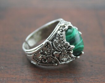 antique silver vintage Malachite ring jewelry Christmas gifts R169A