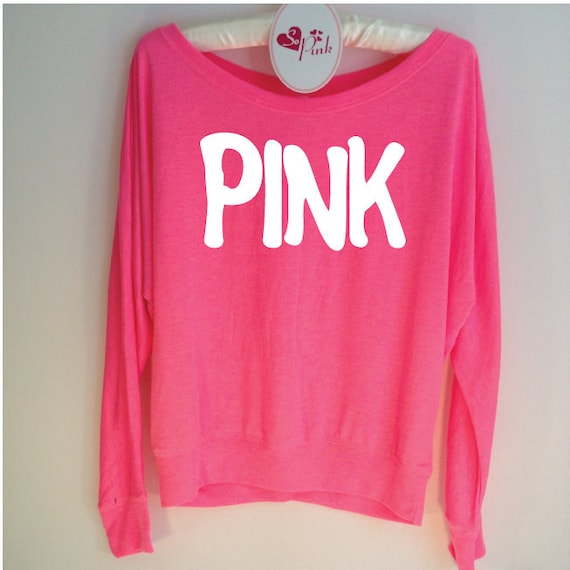 Pink Slogan. Neon Pink T-Shirt. Off the Shoulder by SoPinkUK