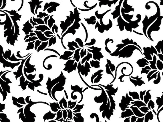 Floral Brocade Tissue Paper 240 sheets Black and White Damask