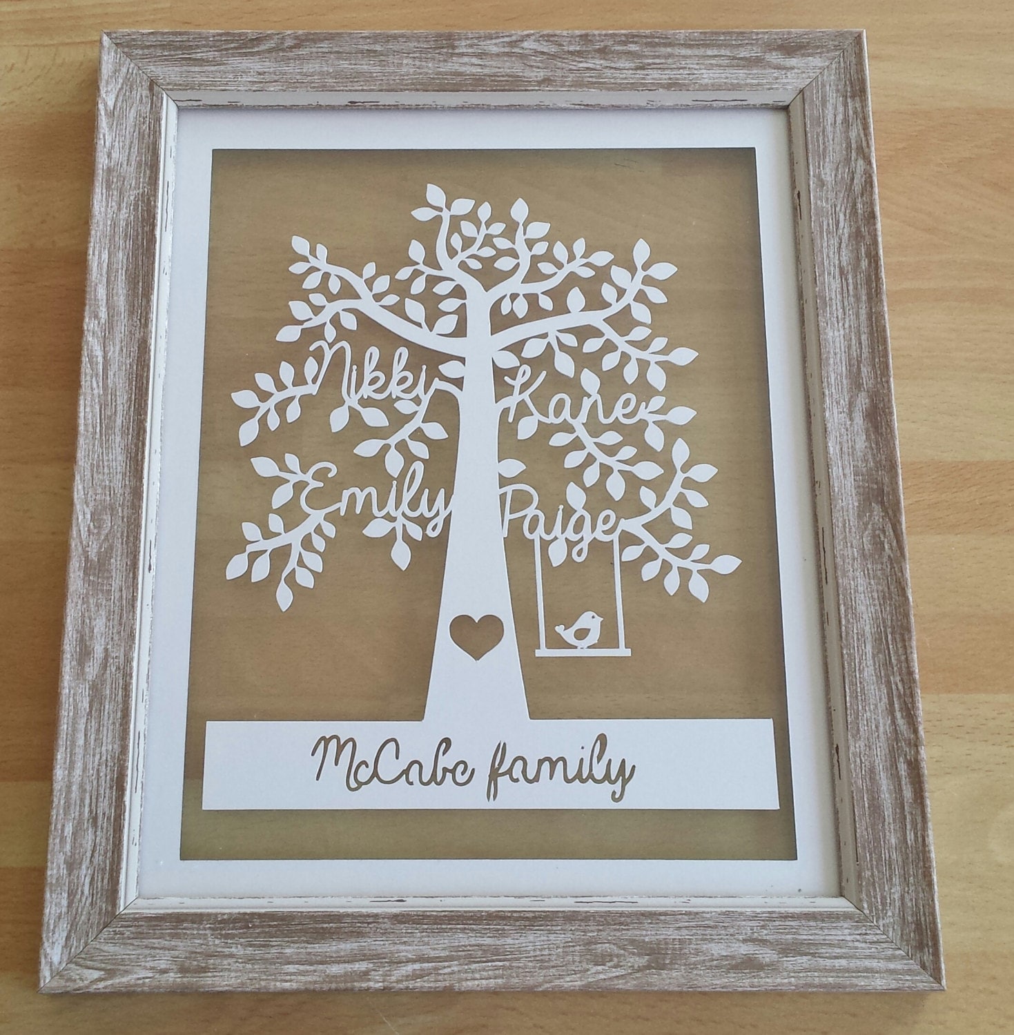Personalised Family Tree Paper  Cut Design by 