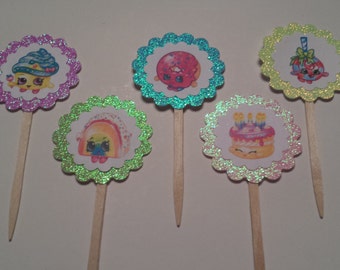 Set of 10 Shopkins Cupcake Toppers, Shopkins Cake, Shopkins Toppers