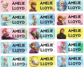 48/96 Frozen Personalised Name Label Stickers - Medium (30*13mm) Dishwasher Safe