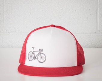 Vital Bicycle - trucker cap, grey on red