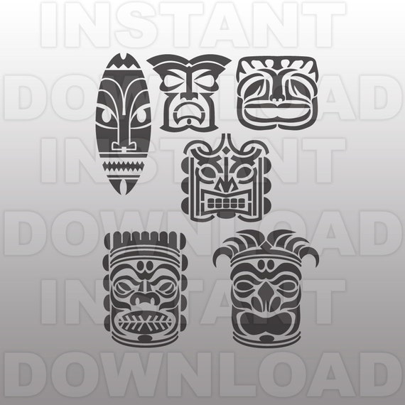 Download Tribal Tiki Heads SVG File Cutting Template-Clip Art