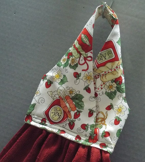 Hanging Dish Towel Strawberry Jam Fabric