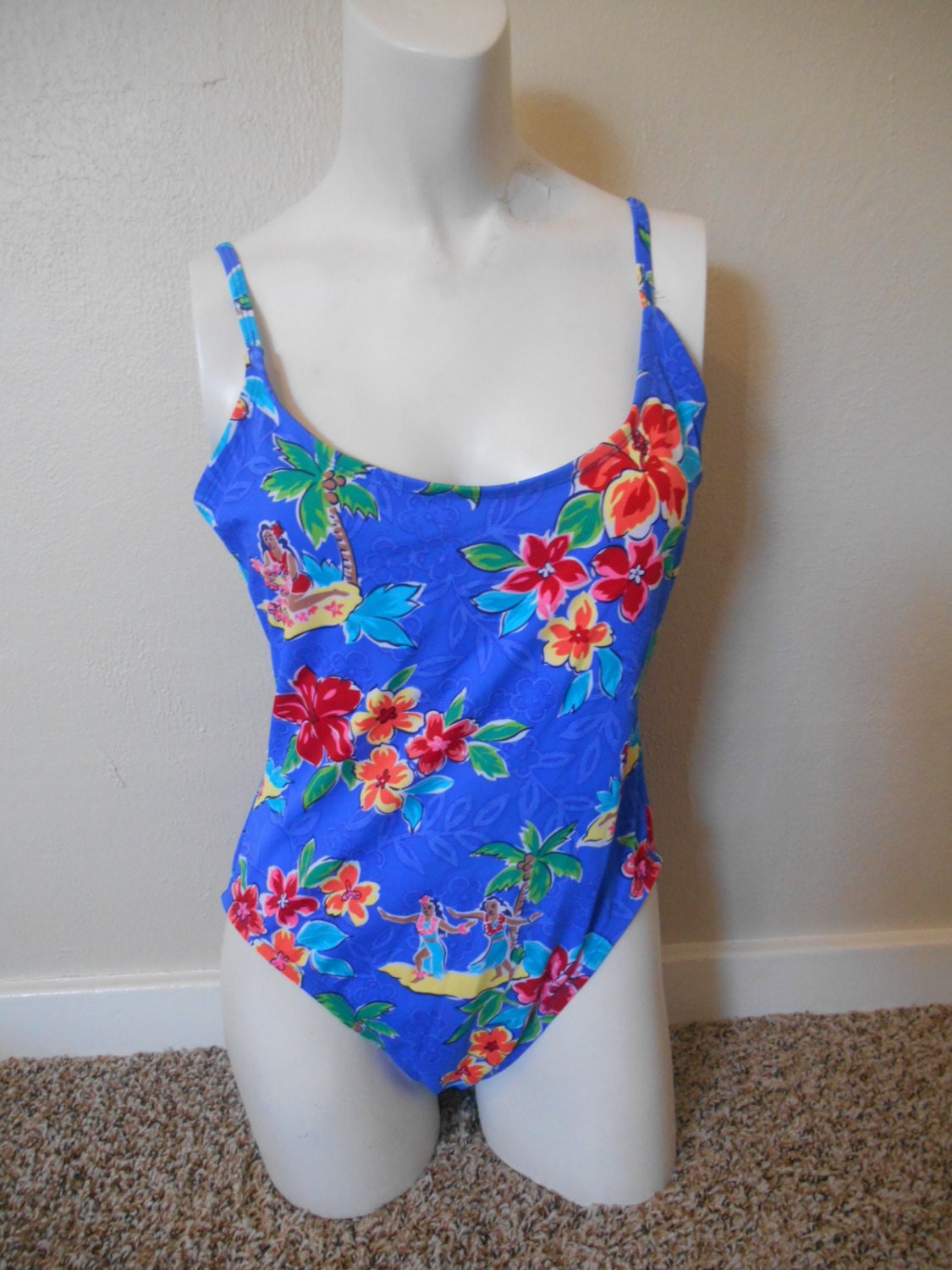 vintage 90s Swimsuit bathing suit one piece floral