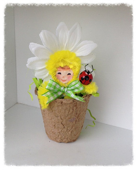 Easter Decoration Spring Flower Fairy in a Peat Pot Easter