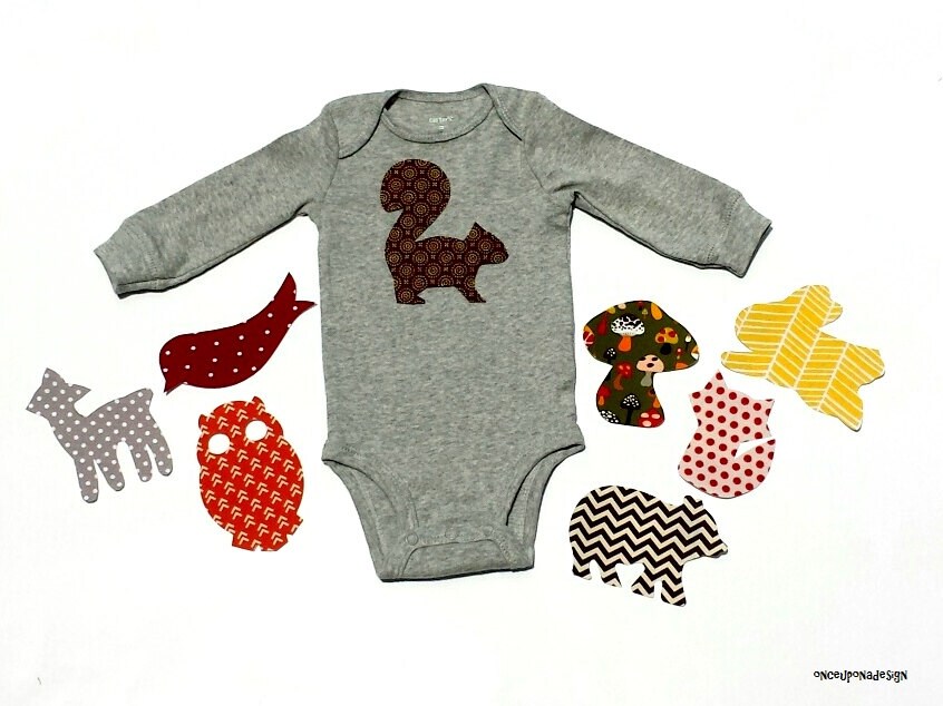 Gender Neutral Woodland Animals//Fabric Iron On Applique