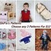 Discount Pattern Package- 3 for 12 dollars, many available.. baby patterns, hats, ladies accessories, PATTERN in PDF