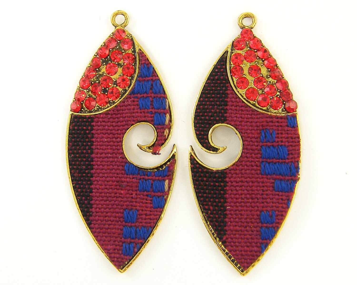 Red Blue Gold Earring Finding Afrocentric African Kente Cloth