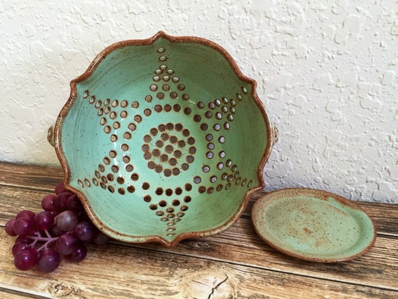 Ceramic Colander or Berry Bowl Large Strainer Kitchen 