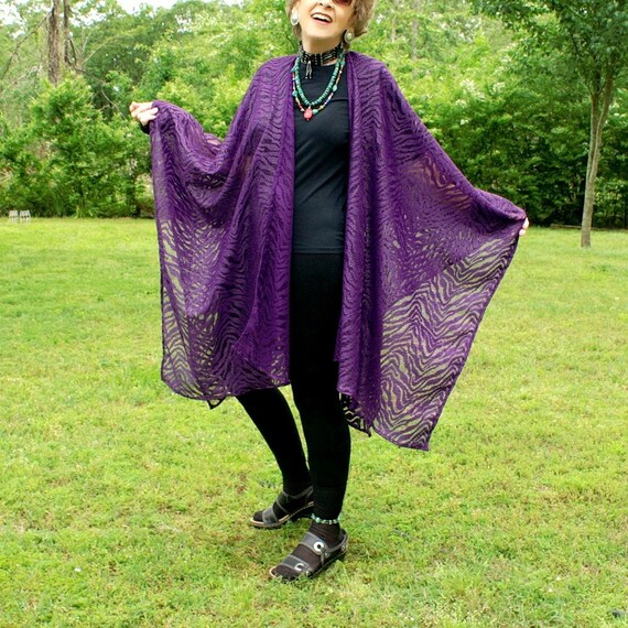Purple Lace Shawl Cape Wrap Coverup or RuanaOne Size by youngbear